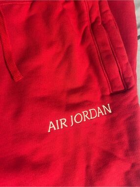Jordan Red Men's Fleece Joggers with Embroidered Air Jordan Logo size large